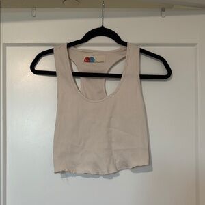 Free people beach fp ivory light pink cropped ribbed racerback tank